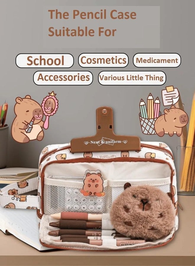 HAV CREATION Pencil Pouch for Girls & Boys | Large Capacity Capybara Stationery Pouch | Pencil Box for School & College | Kawaii Stationary Pouch | Gift for Kids Multicolor [Pack of 1] - Image 3